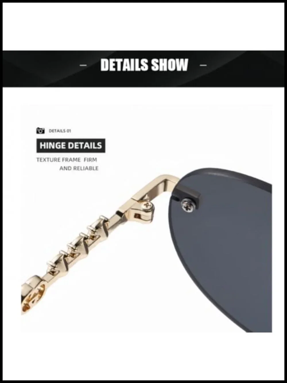 Rimless Rhinestone Sunglasses Metal Frame UV400 Protection Lightweight Non Slip